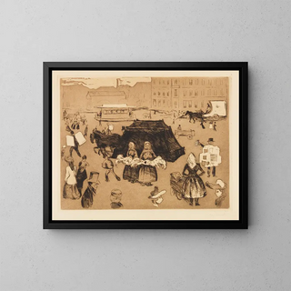 The hearse at Potsdamer Platz - Edvard Munch — framed artwork on a wall