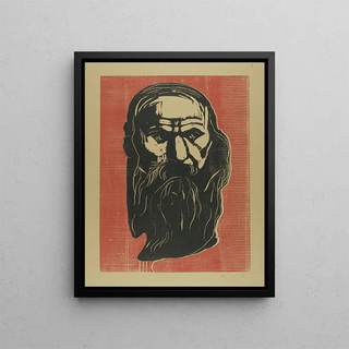 Head of an Old Bearded Man - Edvard Munch — framed artwork on a wall