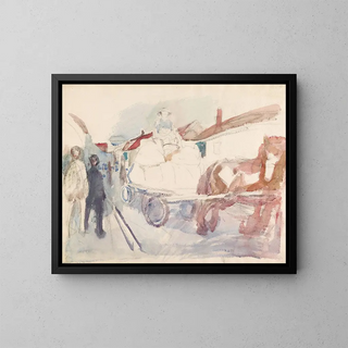 Horse and Car in the Street - Edvard Munch — framed artwork on a wall