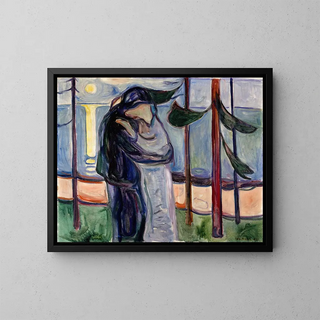 Kissing on the Beach - Edvard Munch — framed artwork on a wall