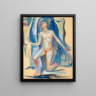Female figure kneeling - Edvard Munch — framed artwork on a wall