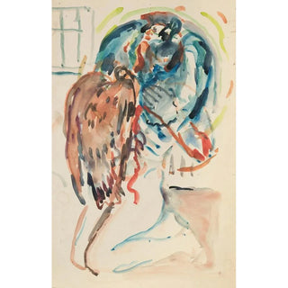 Reproduction of the painting L'artiste et son œil malade Nude féminin agenouillé avec aigle - Edvard Munch
