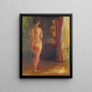 Nude Portrait in Front of the Mirror - Edvard Munch — framed artwork on a wall