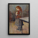 Young red-haired girl with a white rat - Edvard Munch — framed artwork on a wall