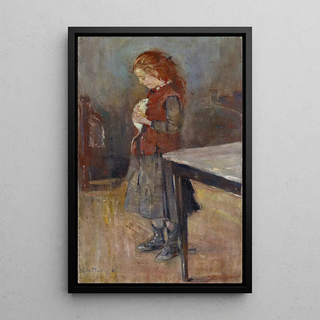 Young red-haired girl with a white rat - Edvard Munch — framed artwork on a wall