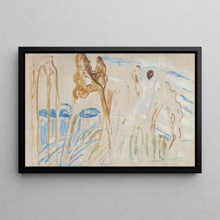 Trunks rugueux dans la neige - Edvard Munch — framed artwork on a wall