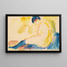 a Nude Woman Sitting with Blue Stockings - Edvard Munch — framed artwork on a wall