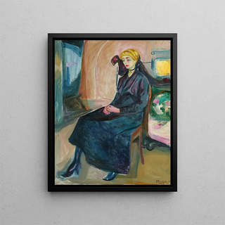 Young seated woman Young woman sitting - Edvard Munch — framed artwork on a wall