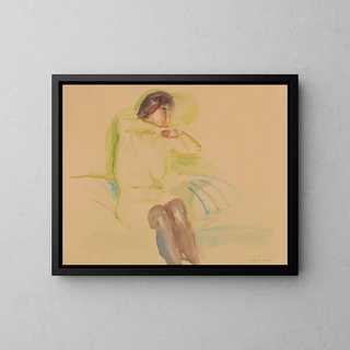 a seated nude woman - Edvard Munch — framed artwork on a wall