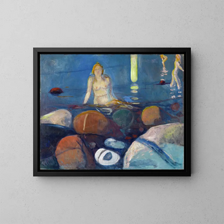Summer Night Painting, mermaid - Edvard Munch — framed artwork on a wall