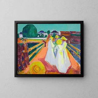 Les Femmes sur le Pont - Edvard Munch — framed artwork on a wall