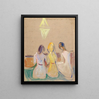 Three young women sitting - Edvard Munch — framed artwork on a wall
