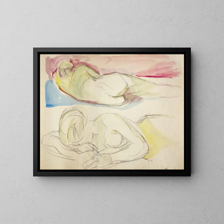 Deux nus couchés - Edvard Munch — framed artwork on a wall