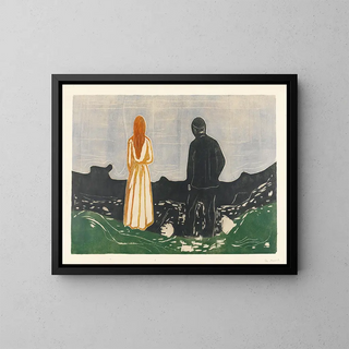 Two Human Beings, the Solitaires - Edvard Munch — framed artwork on a wall