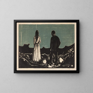 Two People, The Solitaires - Edvard Munch — framed artwork on a wall
