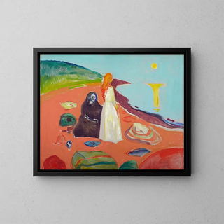 Deux femmes sur le rivage II - Edvard Munch — framed artwork on a wall