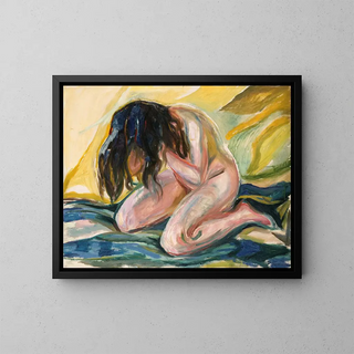 Nude in Tears - Edvard Munch — framed artwork on a wall