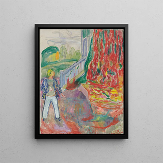 Woman near the veranda - Edvard Munch — framed artwork on a wall