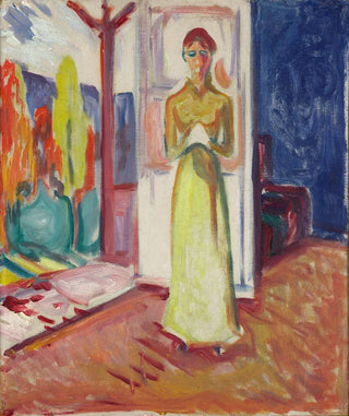 Woman standing in the doorway opening - Edvard Munch — artwork view