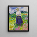 Woman in a Green Meadow - Edvard Munch — framed artwork on a wall