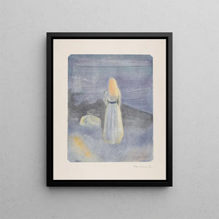 Young woman on the beach - Edvard Munch — framed artwork on a wall