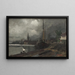 View of the city with port, study - Edvard Persus — framed artwork on a wall