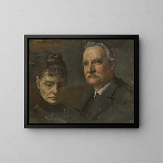 Portrait of a man and a woman - Edvard Persus — framed artwork on a wall