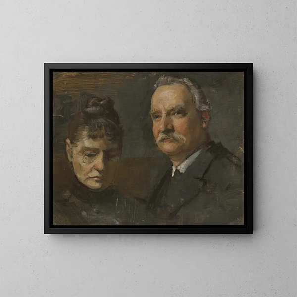 Portrait of a man and a woman - Edvard Persus — framed artwork on a wall