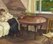 Interior painting with woman reading - Edvard Weie — artwork view