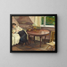 Interior painting with woman reading - Edvard Weie — framed artwork on a wall