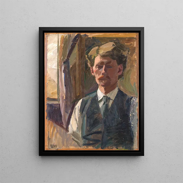 Self-portrait painting - Edvard Weie — framed artwork on a wall