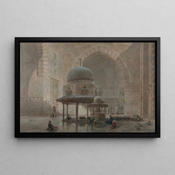 L interior of the Sultan Hassan Mosque Cairo - Edward Angelo Goodall — framed artwork on a wall