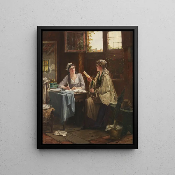 La lettre (Conflit de cas) - Edward Antoon Portielje — framed artwork on a wall