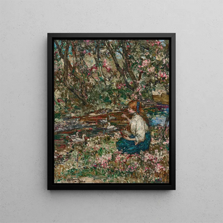 Nourrir les canards - Edward Atkinson Hornel — framed artwork on a wall