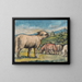 Lamb and oxen in a pastoral landscape - Edward Calvert — framed artwork on a wall