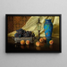 Still life with peaches and grapes in a silver dish - Edward Chalmers Leavitt — framed artwork on a wall