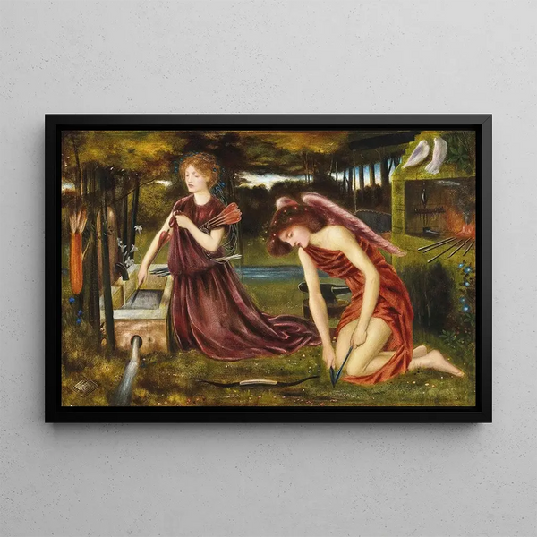 La Forge de Cupidon - Edward Clifford — framed artwork on a wall