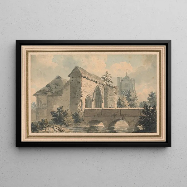 Abbey of Waltham, Essex - Edward Dayes — framed artwork on a wall