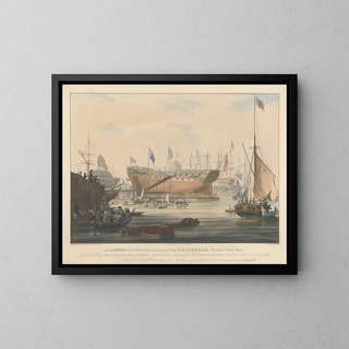 Launch of the Blackwall in Edinburgh, November 9, 1825 - Edward Duncan — framed artwork on a wall