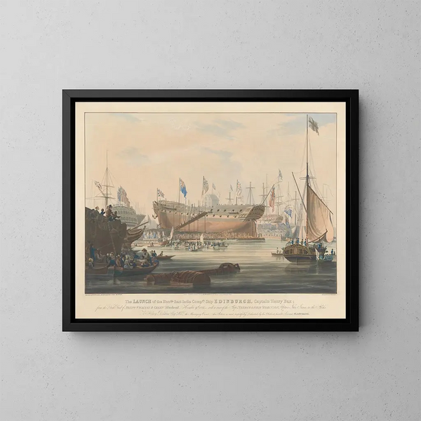 Launch of the Blackwall in Edinburgh, November 9, 1825 - Edward Duncan — framed artwork on a wall