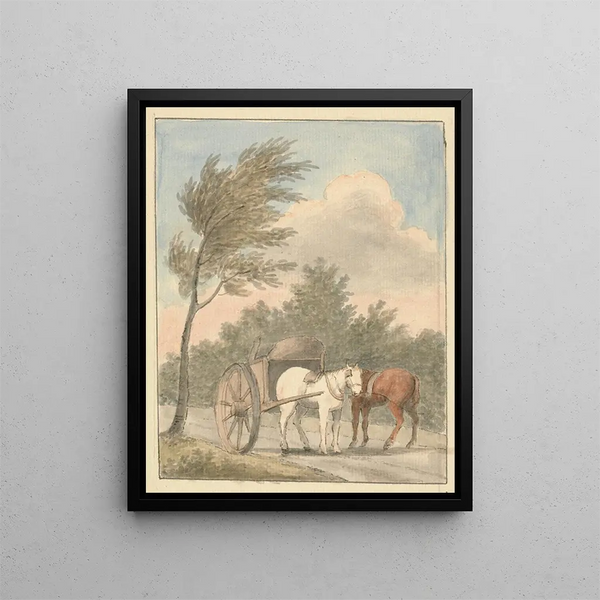 Charrette à cheval - Edward Francis Burney — framed artwork on a wall