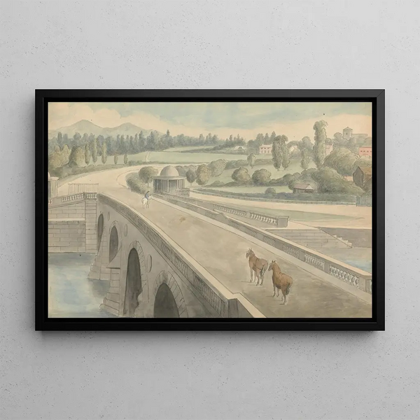 The Bridge - Edward Francis Burney — framed artwork on a wall