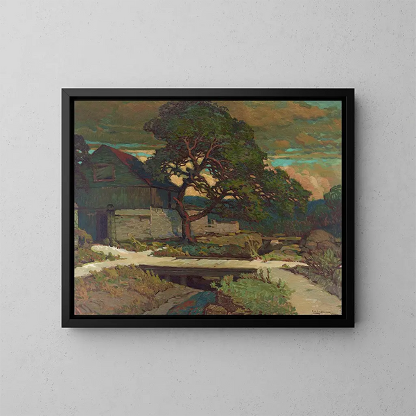 Corral at the Nimitz Hotel in Fredericksburg - Edward G. Eisenlohr — framed artwork on a wall