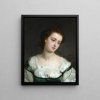 Portrait of a Young Woman - Edward Harrison May — framed artwork on a wall