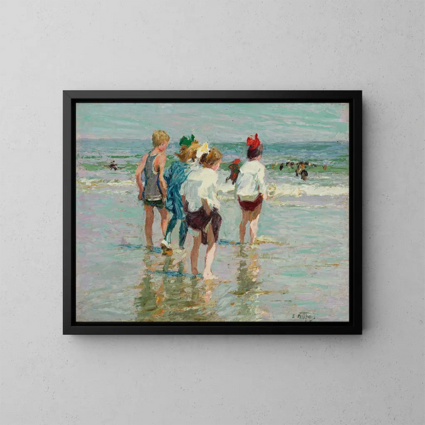 Summer Day at Brighton Beach - Edward Henry Potthast — framed artwork on a wall