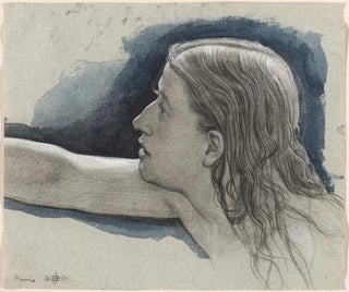 Study of a young man's head with the right arm extended - Edward John Poynter — artwork view