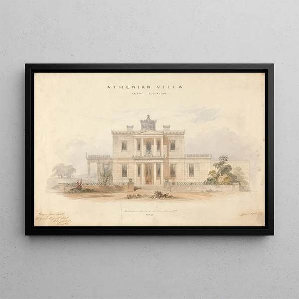 Conception for an Athenian villa, elevation of the façade - Edward Jones — framed artwork on a wall