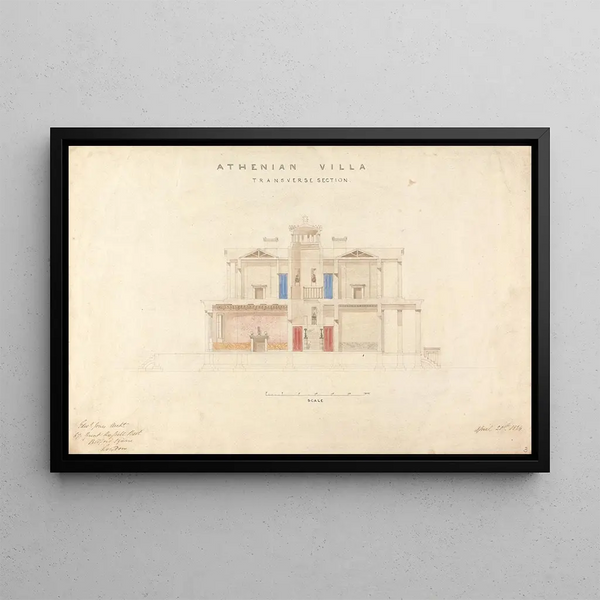 Conception for an Athenian villa cross section - Edward Jones — framed artwork on a wall
