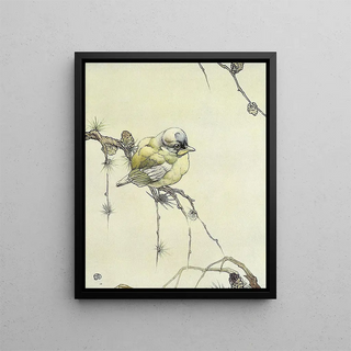 The Blue Tit - Edward Julius Detmold — framed artwork on a wall