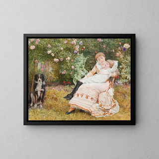 Happy as the day is long - Edward Killingworth Johnson — framed artwork on a wall